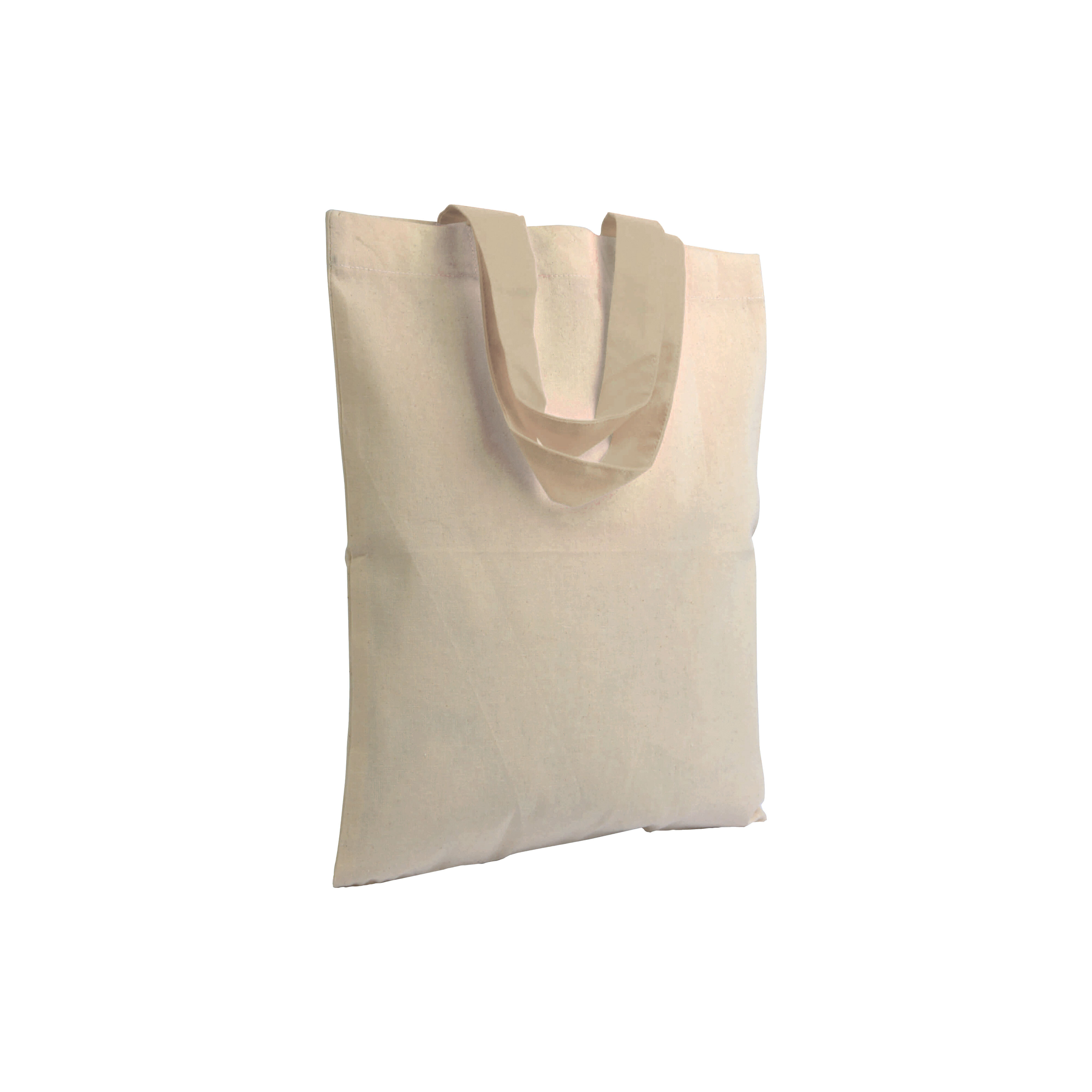 Shopper mini in cotone naturale 135 g/m2, manici corti colorati - Handle - 1612322