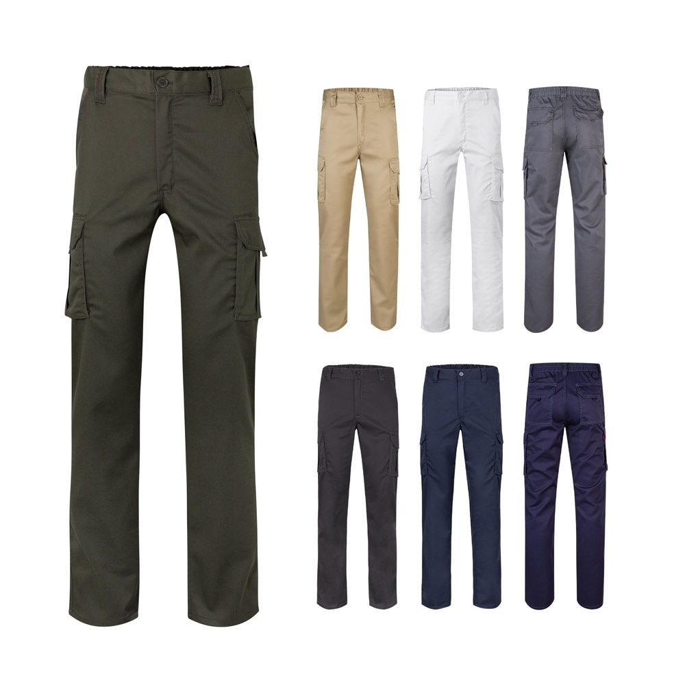 VL PAN. Pantaloni elasticizzati con diverse tasche (290g/m²), in cotone (46%), EME (38%) e poliestere (16%) - 36008