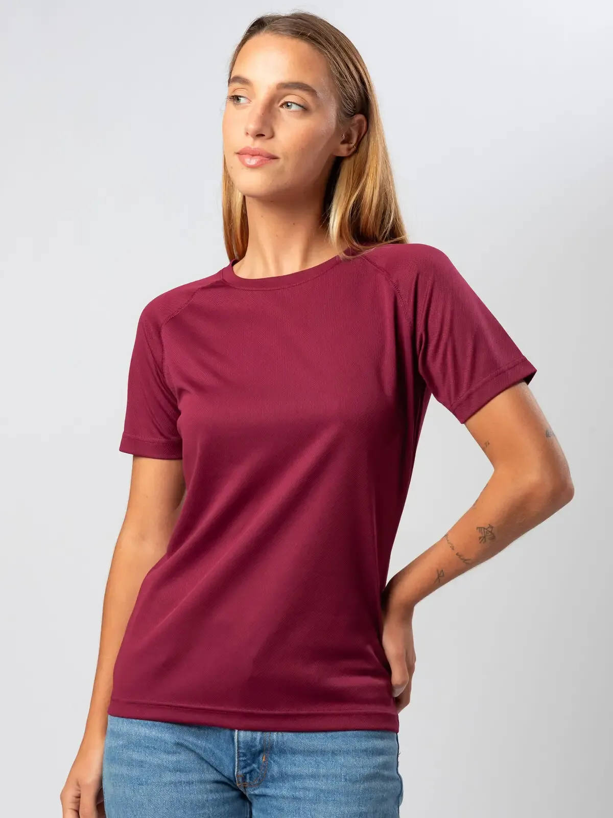 T-shirt da donna a maniche corte raglan e cuciture flatlock - Sprintex - SPW100