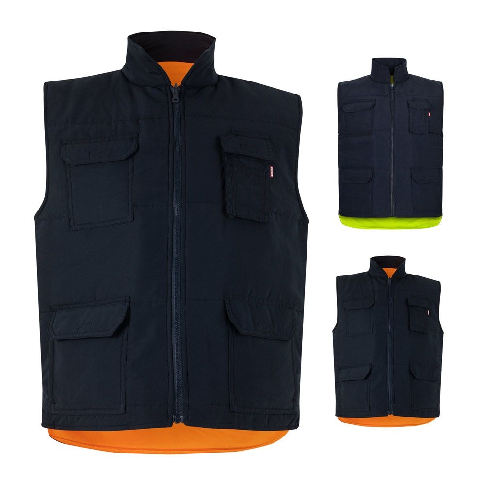 VL DIANA. Gilet imbottito (220g/m²), reversibile e con diverse tasche, in poliestere (100%), con chiusura a zip e tirante reversibile - 36048