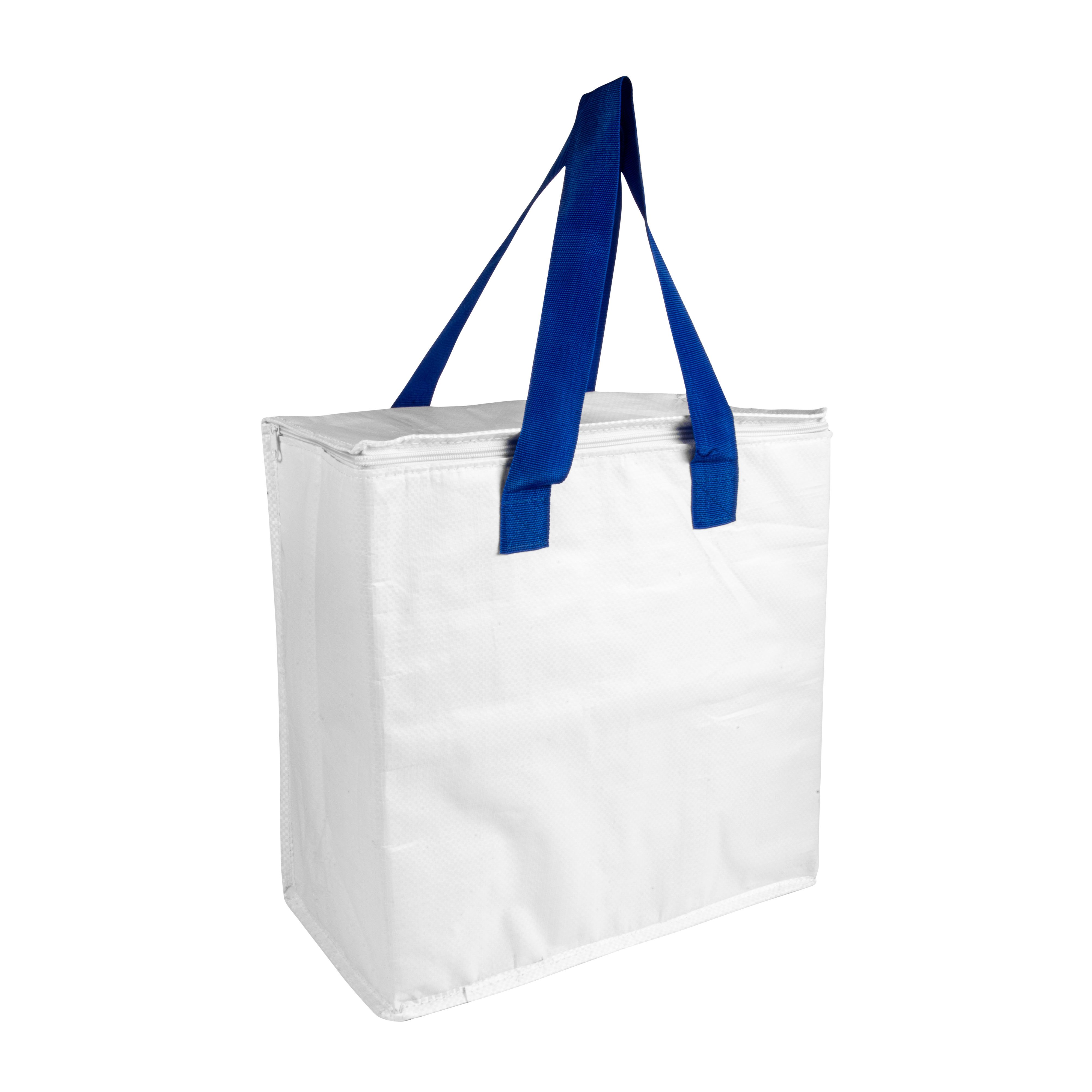 Borsa frigo in PP laminato 120 g/m2 , manici colorati, chisura zip - 21119