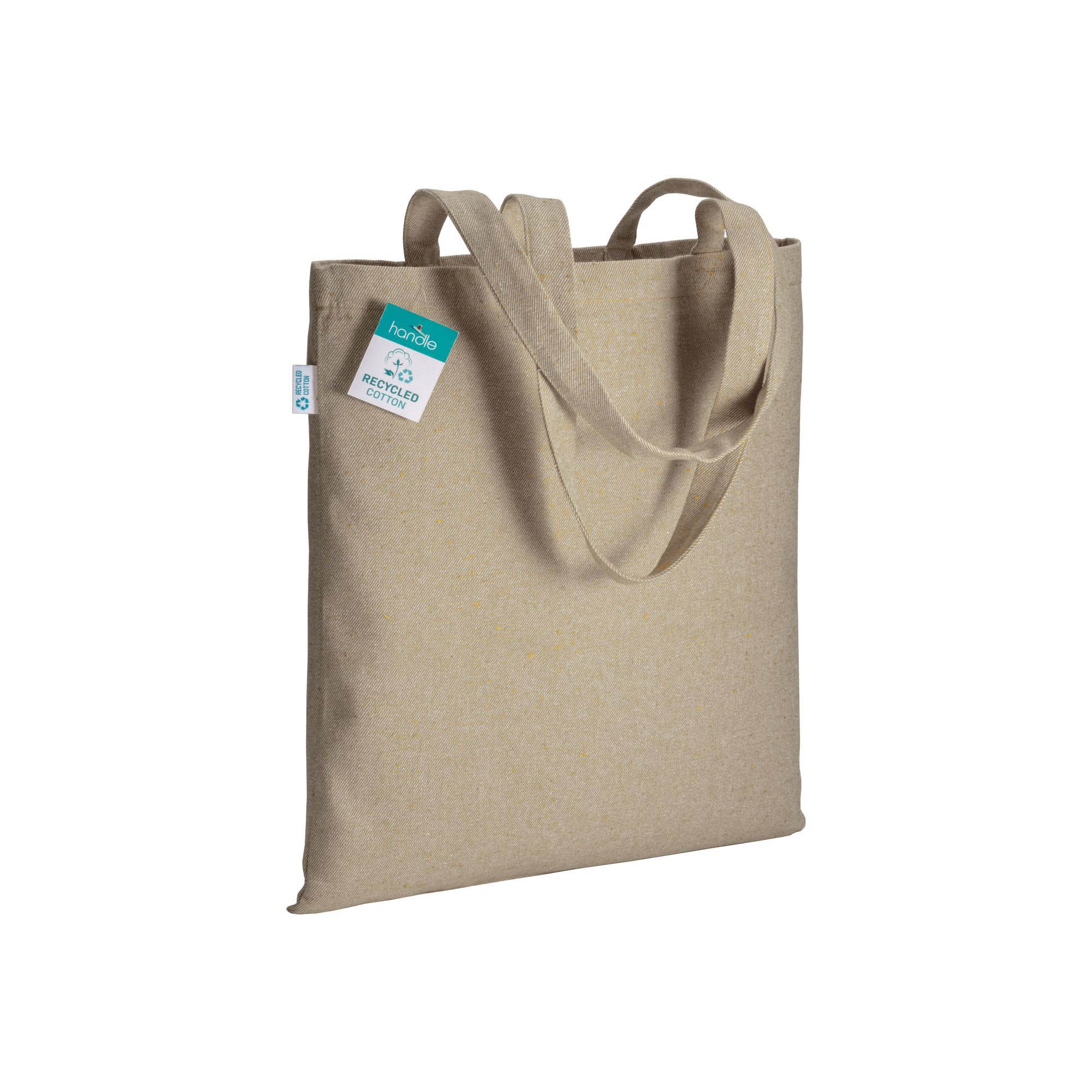 Shopper in cotone riciclato 280 g/m2, manici lunghi e soffietto - 23112