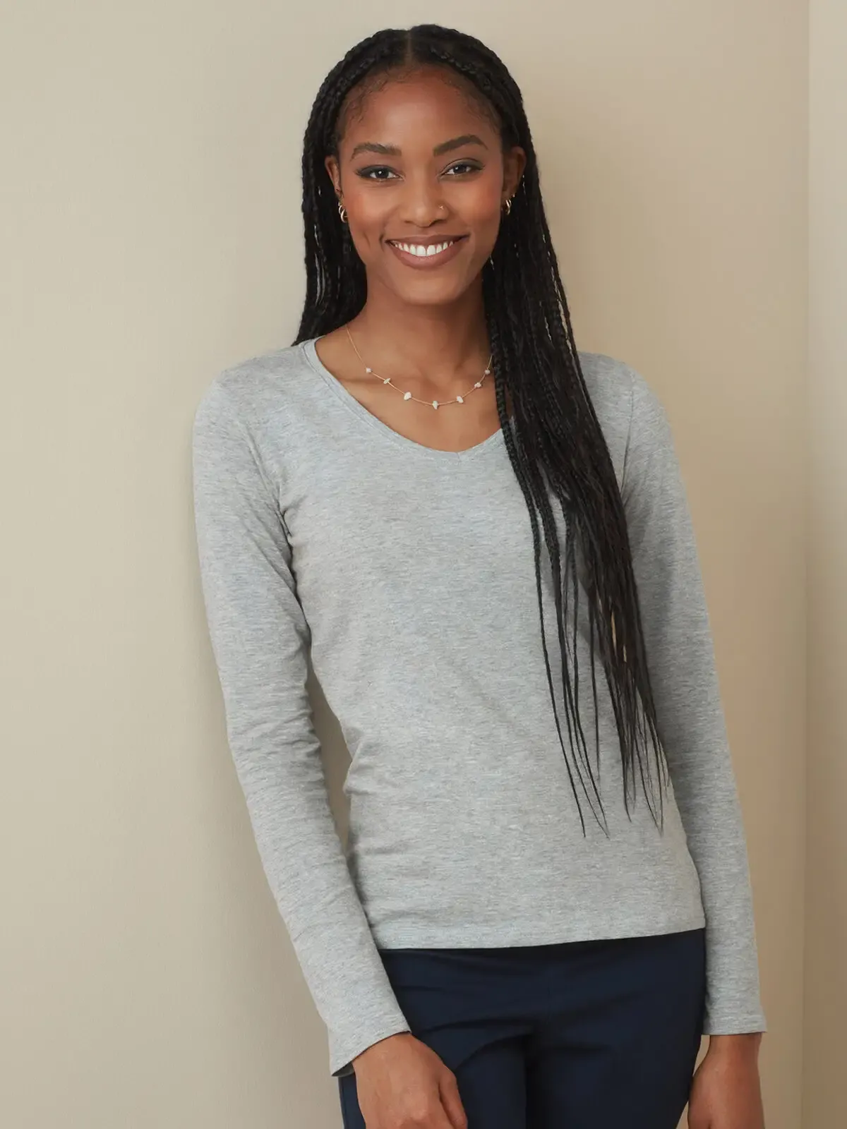 T-shirt a manica lunga set-in con scollo profondo a V - Stedman - ST9720