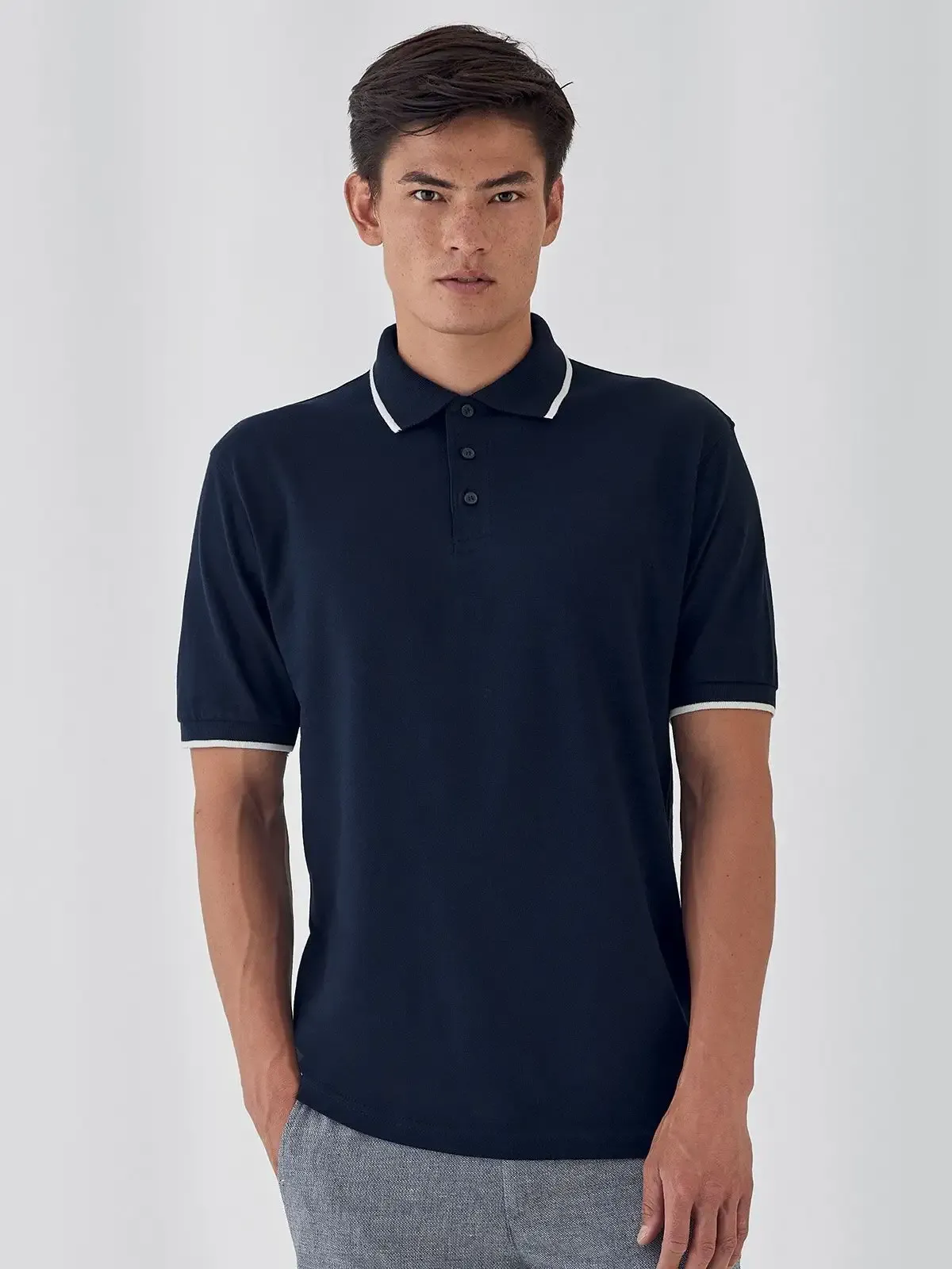 Polo a maniche corte con colletto e maniche con riga in contrasto - B&C - BCPU413