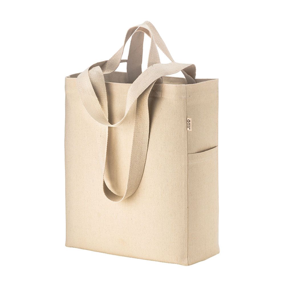 Shopper in cotone canvas riciclato da 280 g/m2 con doppi manici e soffietto - 26118