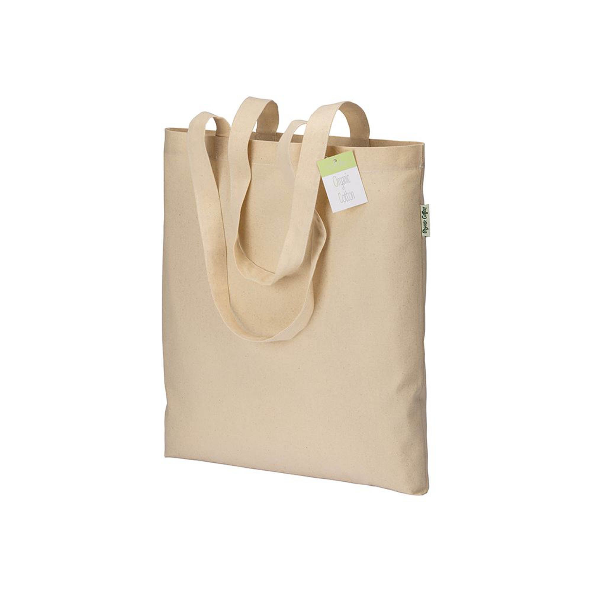 Shopper in cotone organico 190 g/m2, manici lunghi - 22116