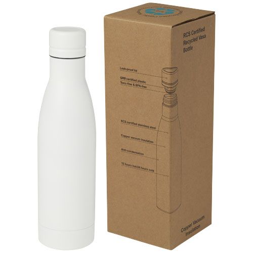 Borraccia termica con isolamento sottovuoto in rame e acciaio inossidabile riciclato certificato RCS da 500 ml Vasa - 100736