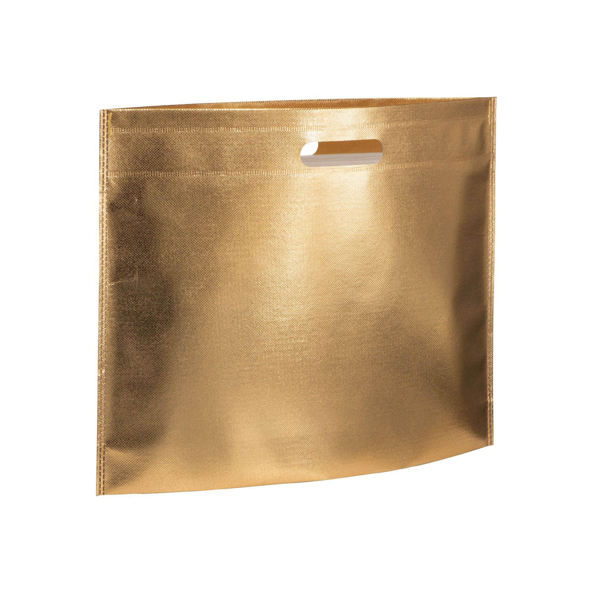 Shopper in TNT laminato metallizzata, manici corti - 20141