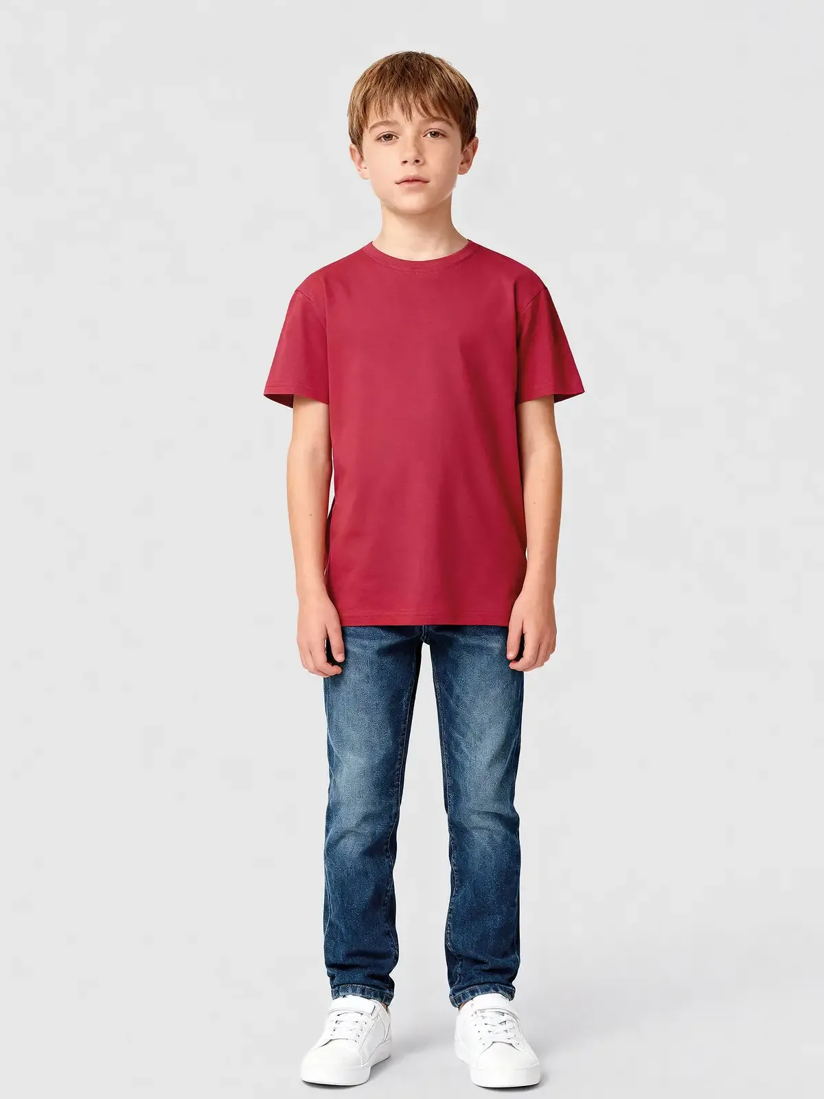 T-shirt da bambino con girocollo manica corta set-in - Bs - BSK010