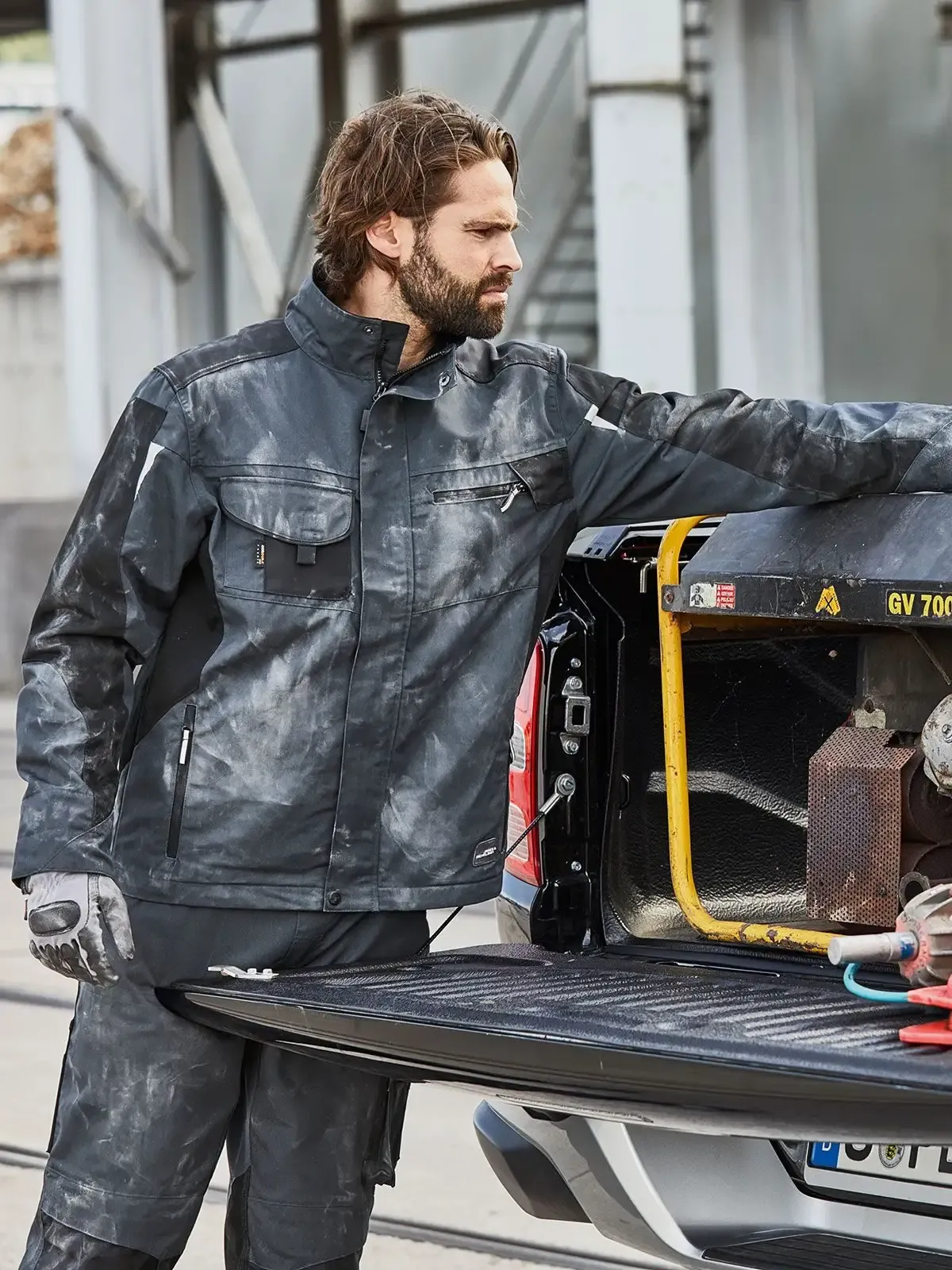 Giacca da lavoro con colletto rigido e interno in pile - James & Nicholson - JN821