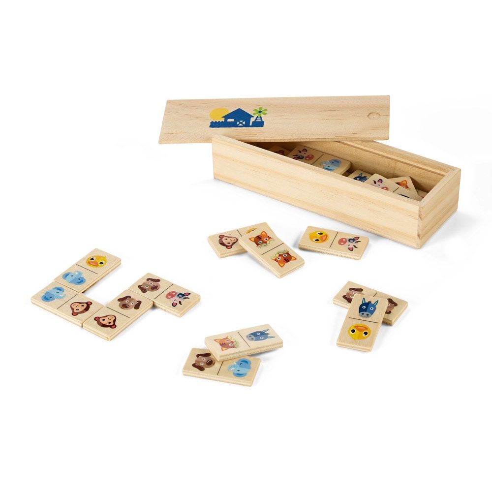 DOMIN. Gioco domino in legno per bambini. 28 pezzi con figure di animali - 98074