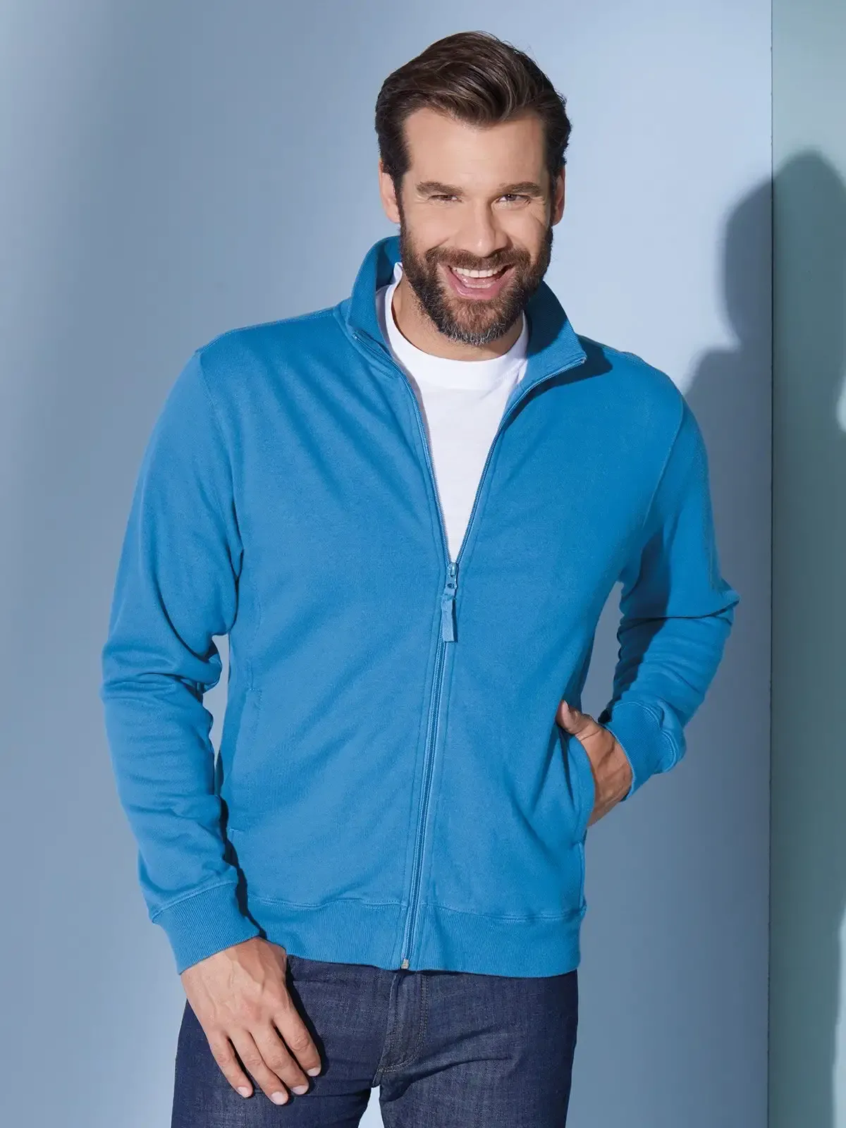 Felpa classica in french terry sgarzata e bordino con elastan - James & Nicholson - JN058