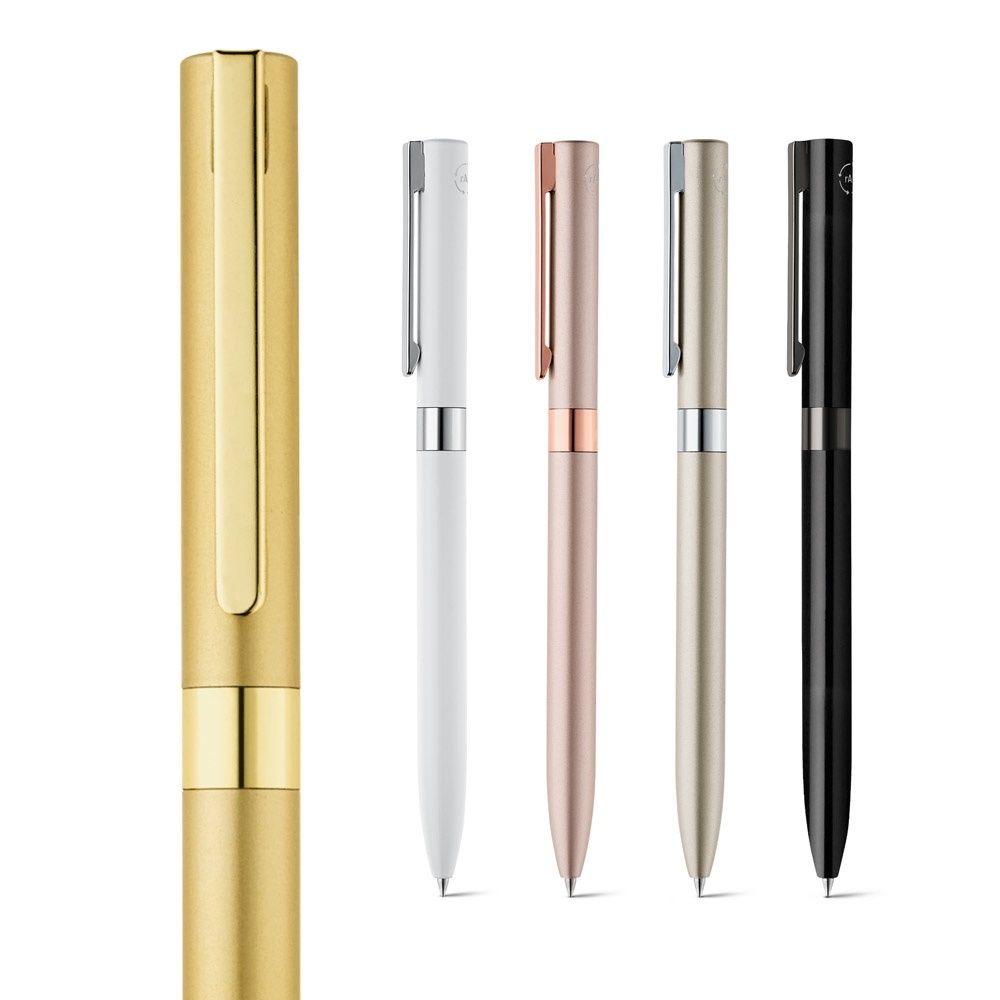 CLARE. Penna a sfera in alluminio riciclato (100% rAL) con meccanismo a rotazione e clip - 81156