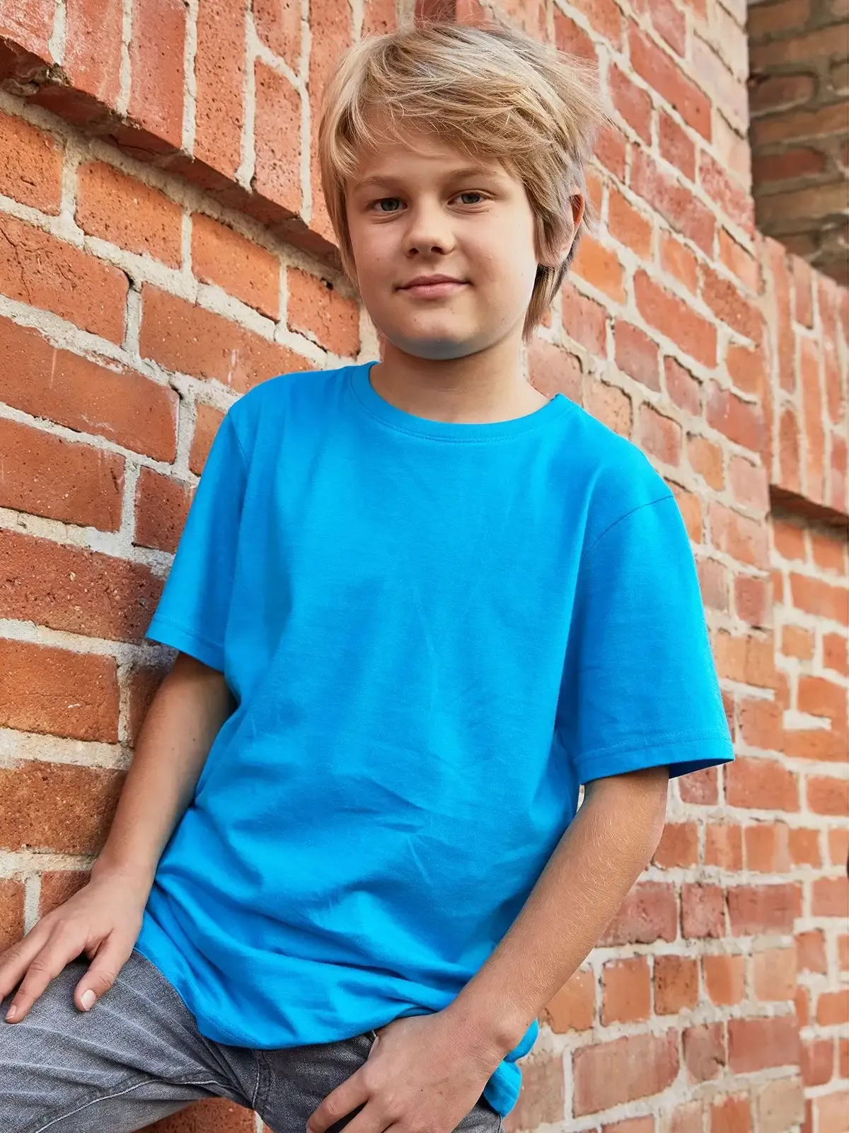 T-shirt da bambino a girocollo con elastico al collo in elastane - James & Nicholson - JN745