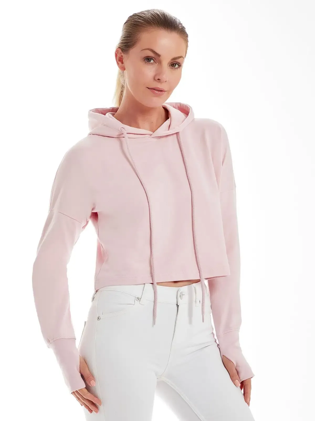 Felpa corta con polsini più lunghi e passante per il pollice - Mantis - MAM140