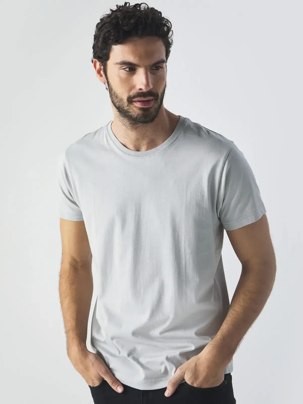 T-shirt Gemini a girocollo e manica corta con colletto doppio strato - Bs - BS051