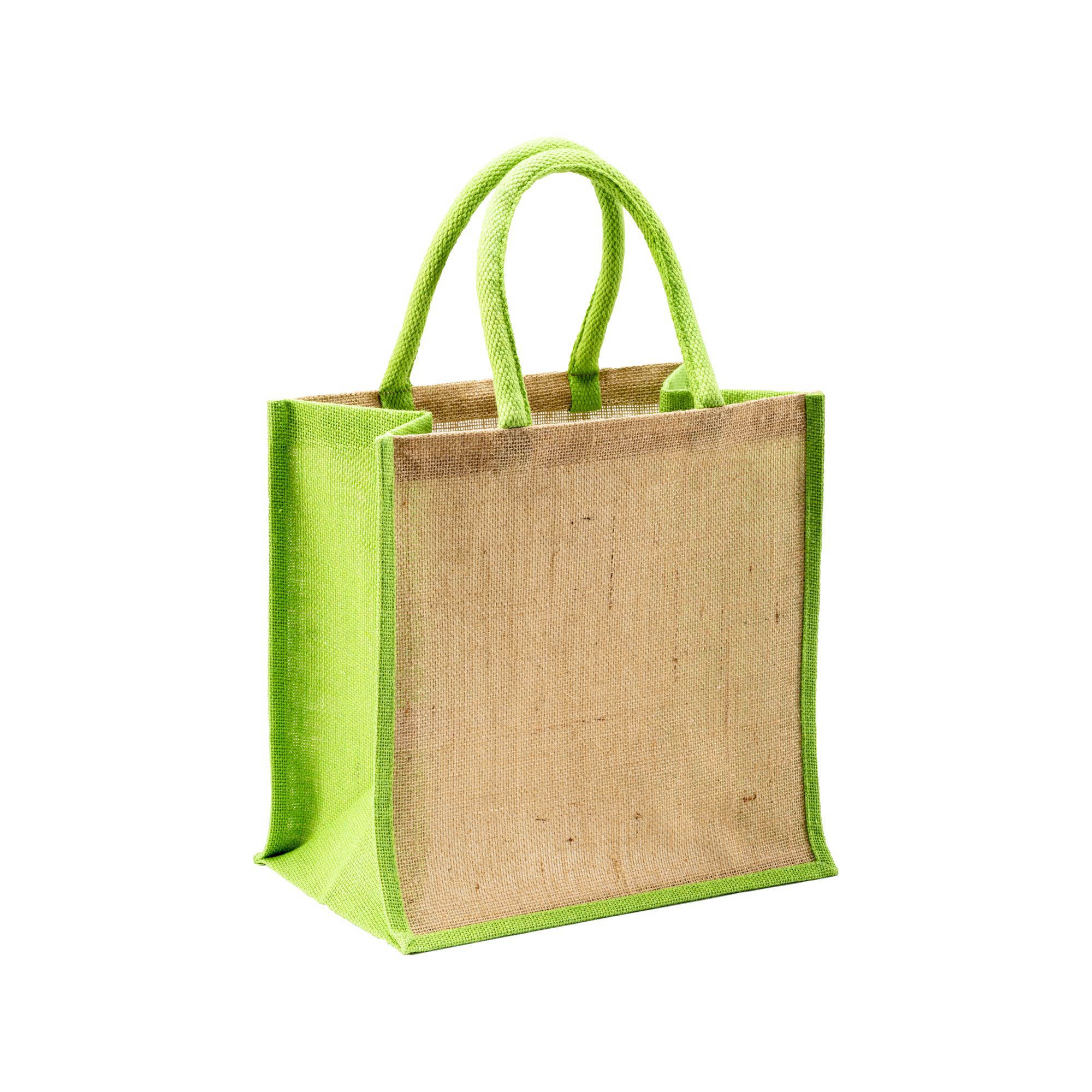 Mini borsa in juta con manici e inserti colorati - 24106