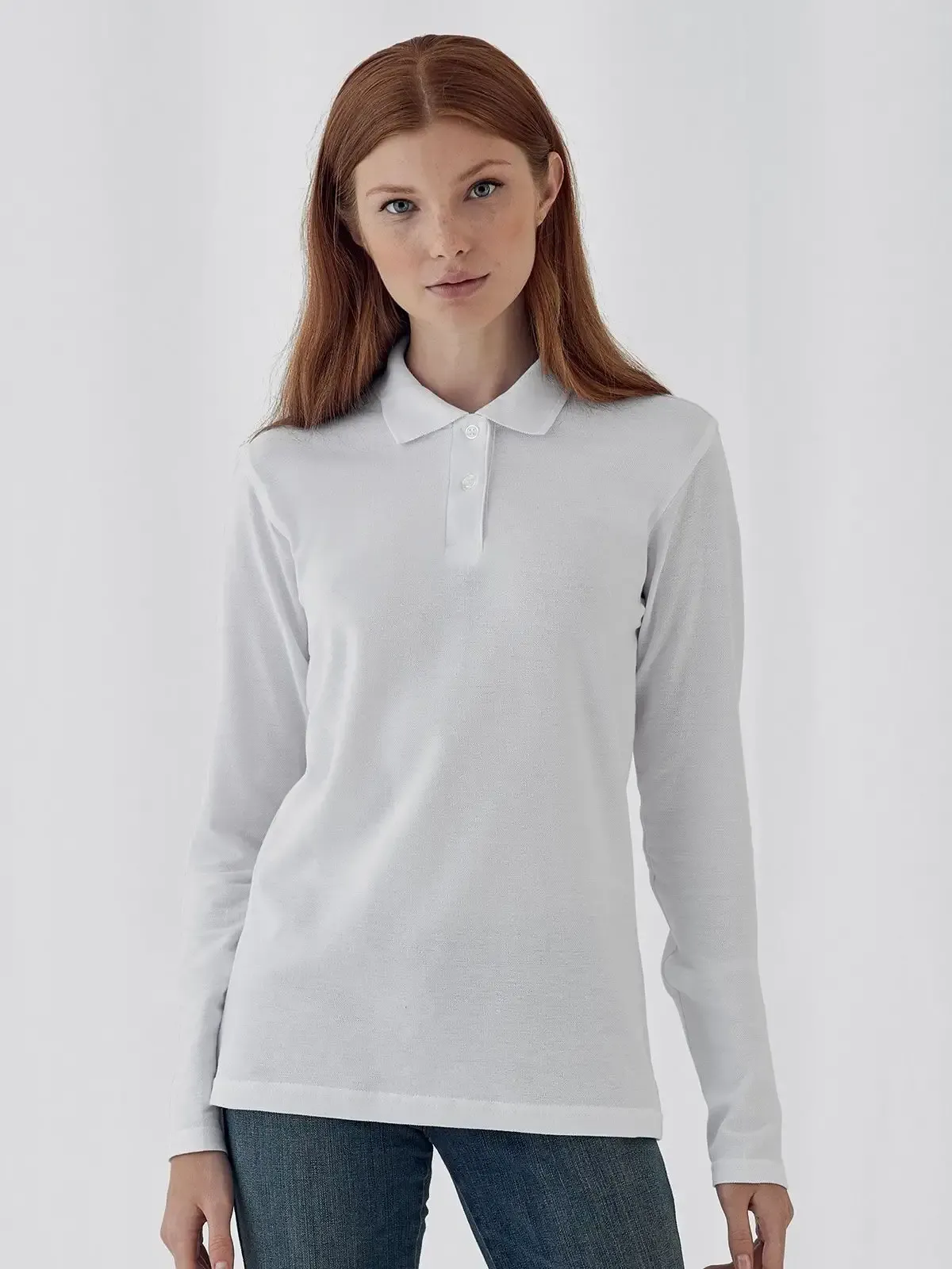 Polo da donna a a maniche lunghe con 2 bottoni tono su tono - B&C - BCPWI13