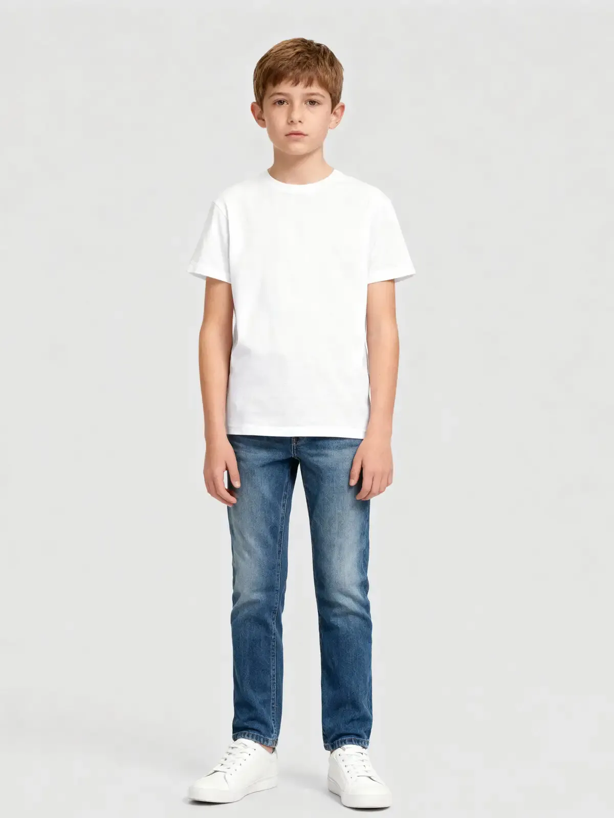 T-shirt da bambino a maniche corte e costina in elastan a 2 strati - Bs - BSK030