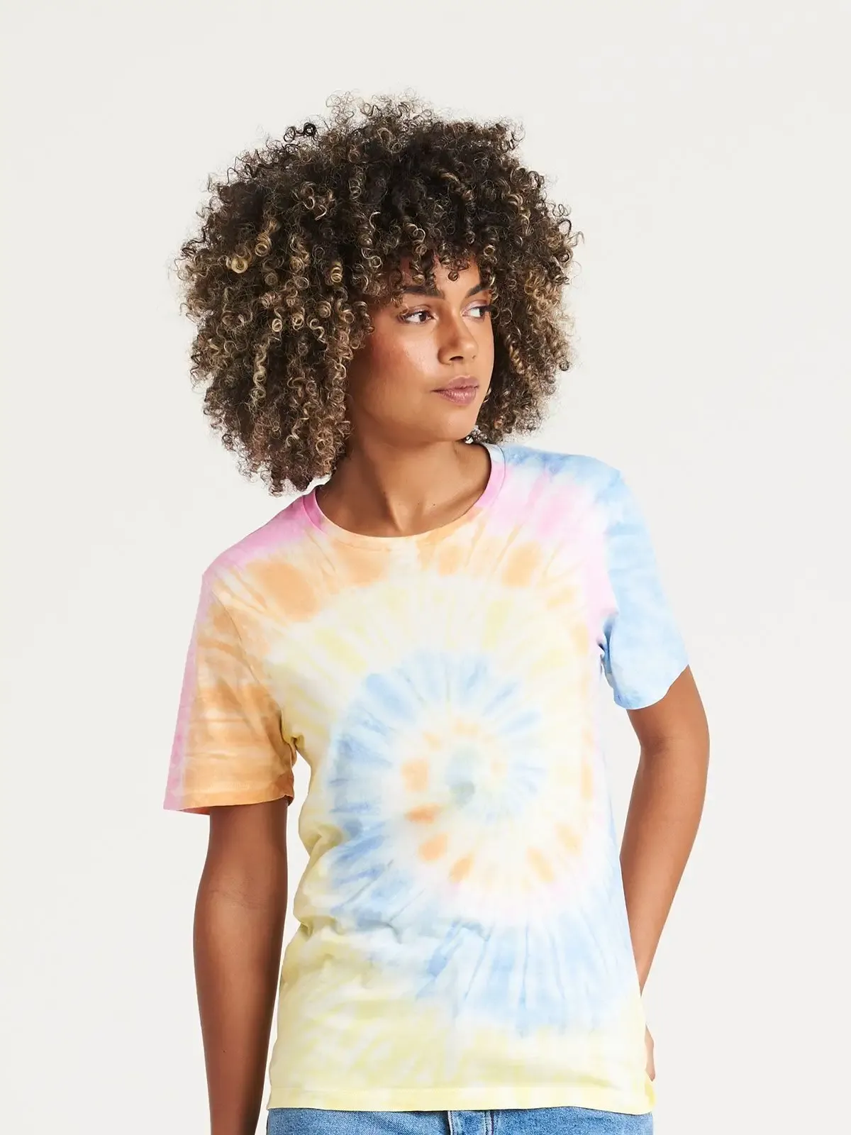 T-shirt a girocollo in stile tie-dye con cuciture laterali - Awdis Just Ts - JT022