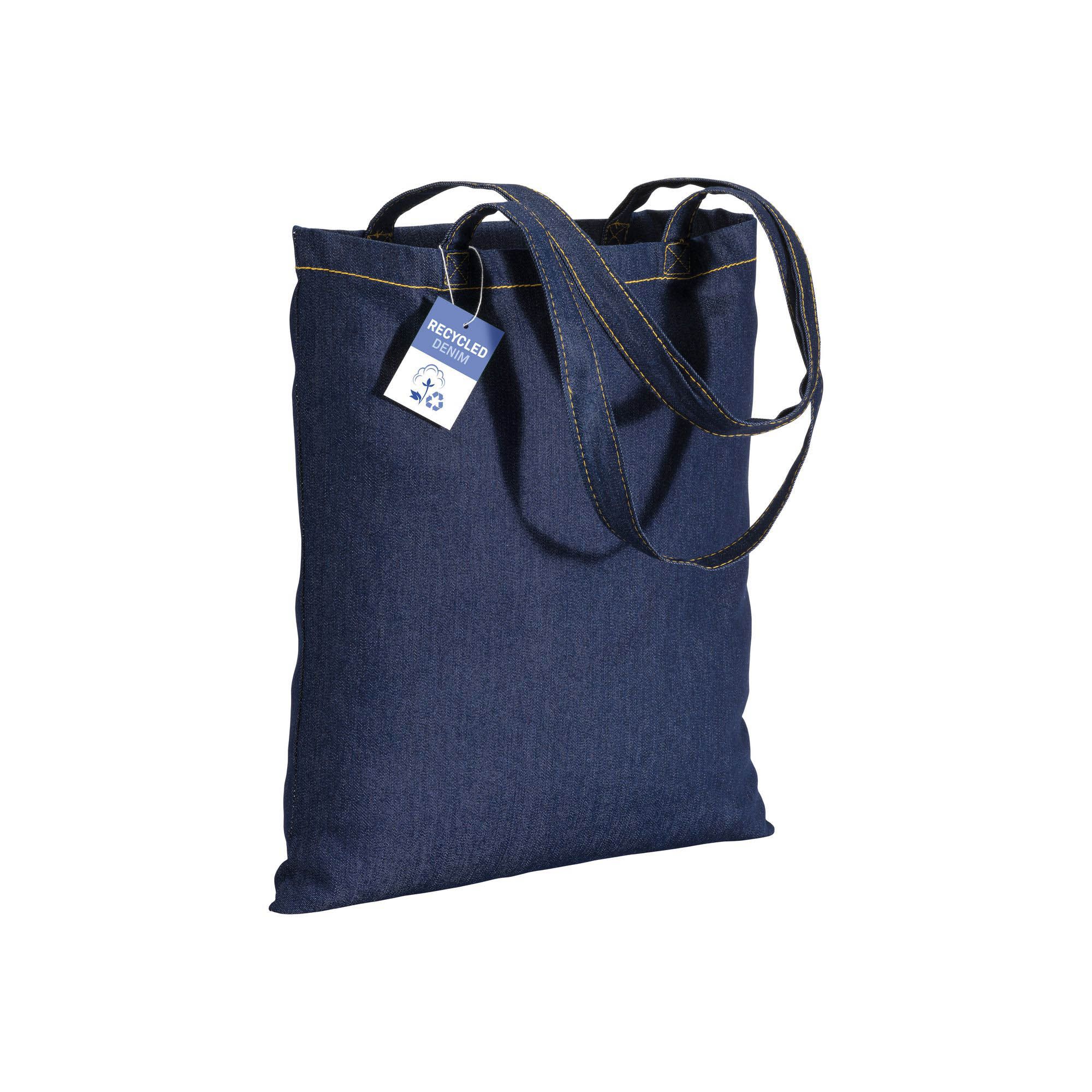 Shopper in cotone denim riciclato 180 gr/m2, manici lunghi - 22155