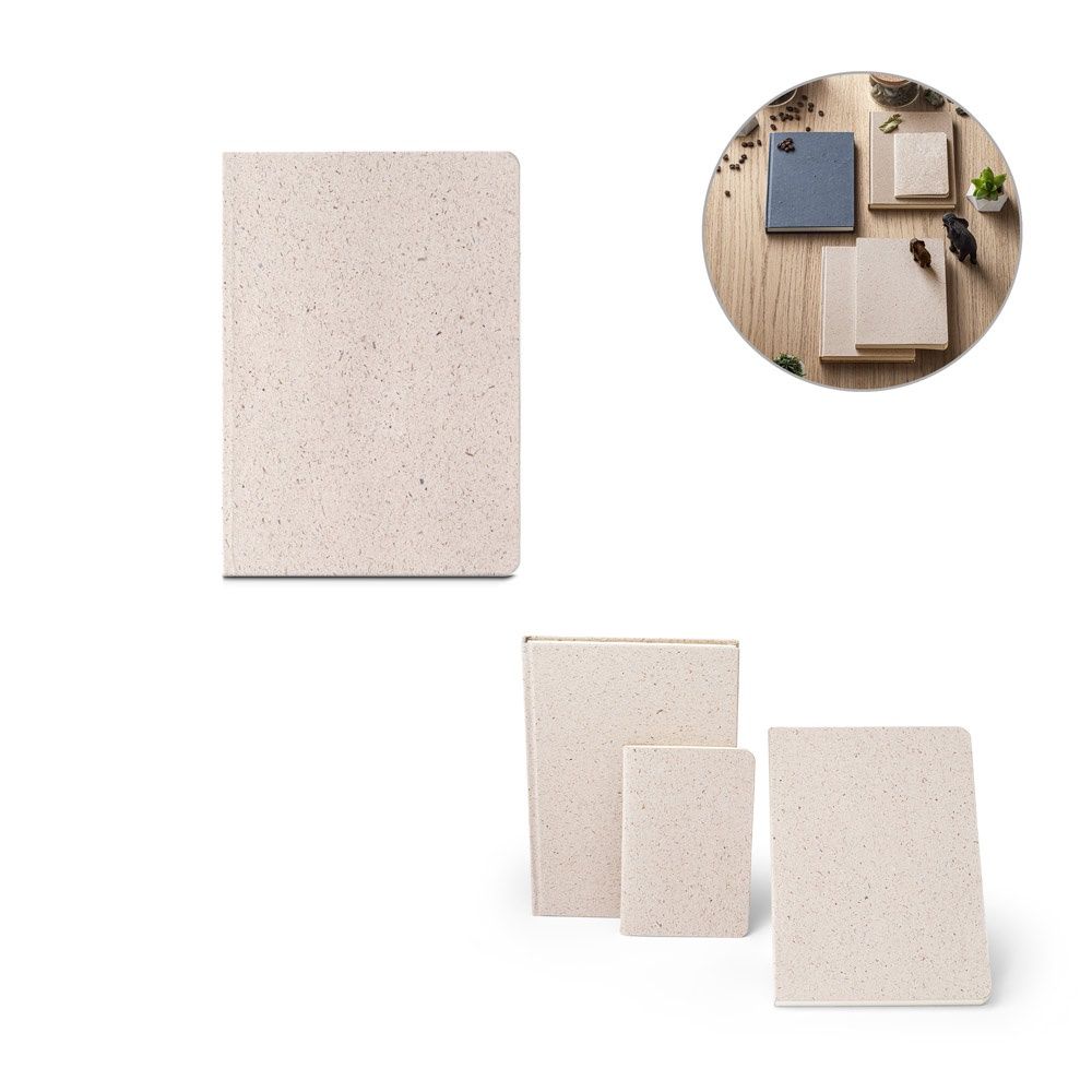 ORGANIC SEMI-RIGID. Block notes A5 con copertina semirigida fabbricata tramite materia organica degli elefanti (80%) - 93288