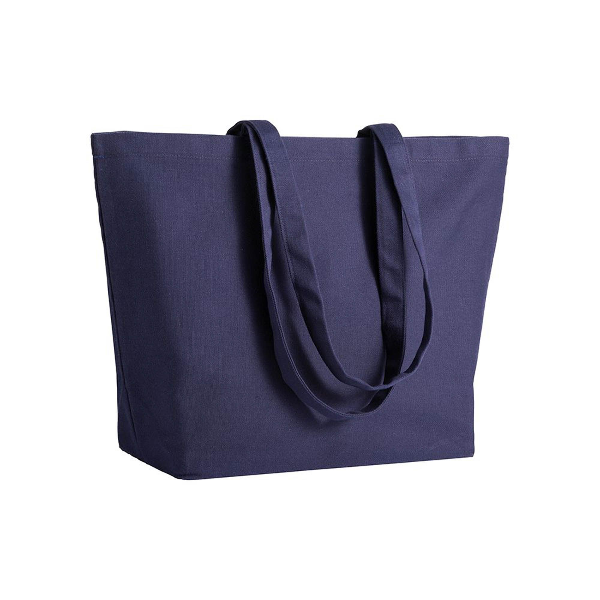 Shopper con soffietto alla base in cotone 280 g-m2, manici lunghi - 17113