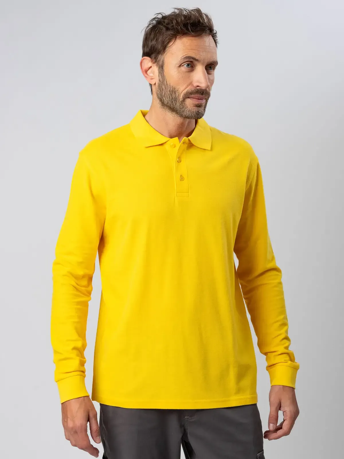 Polo a maniche lunghe con costine e spacchetti laterali - Bs - BS210