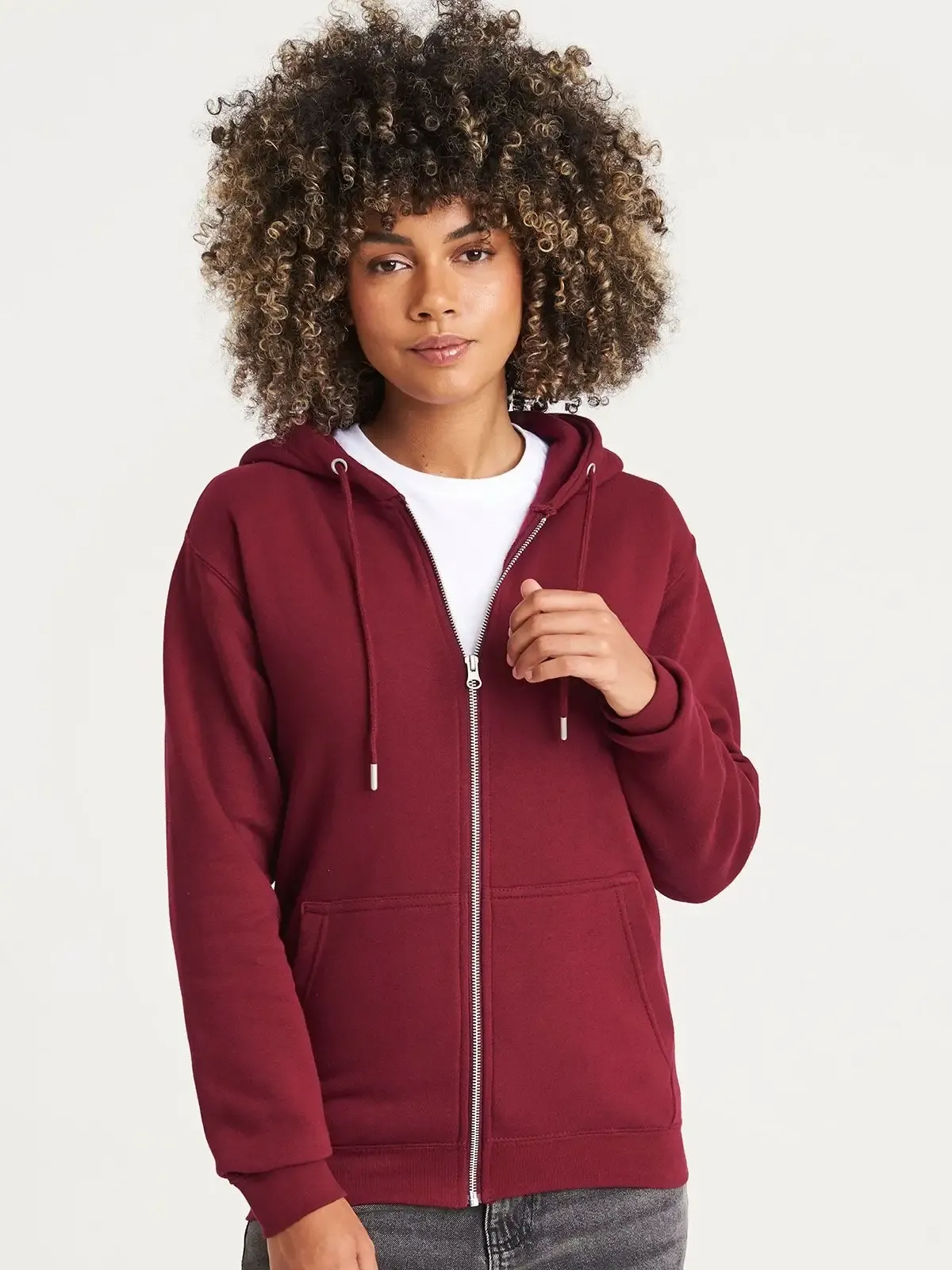 Felpa full zip con cappuccio doppio strato e cordini contrastanti - Awdis Just Hoods - JH250