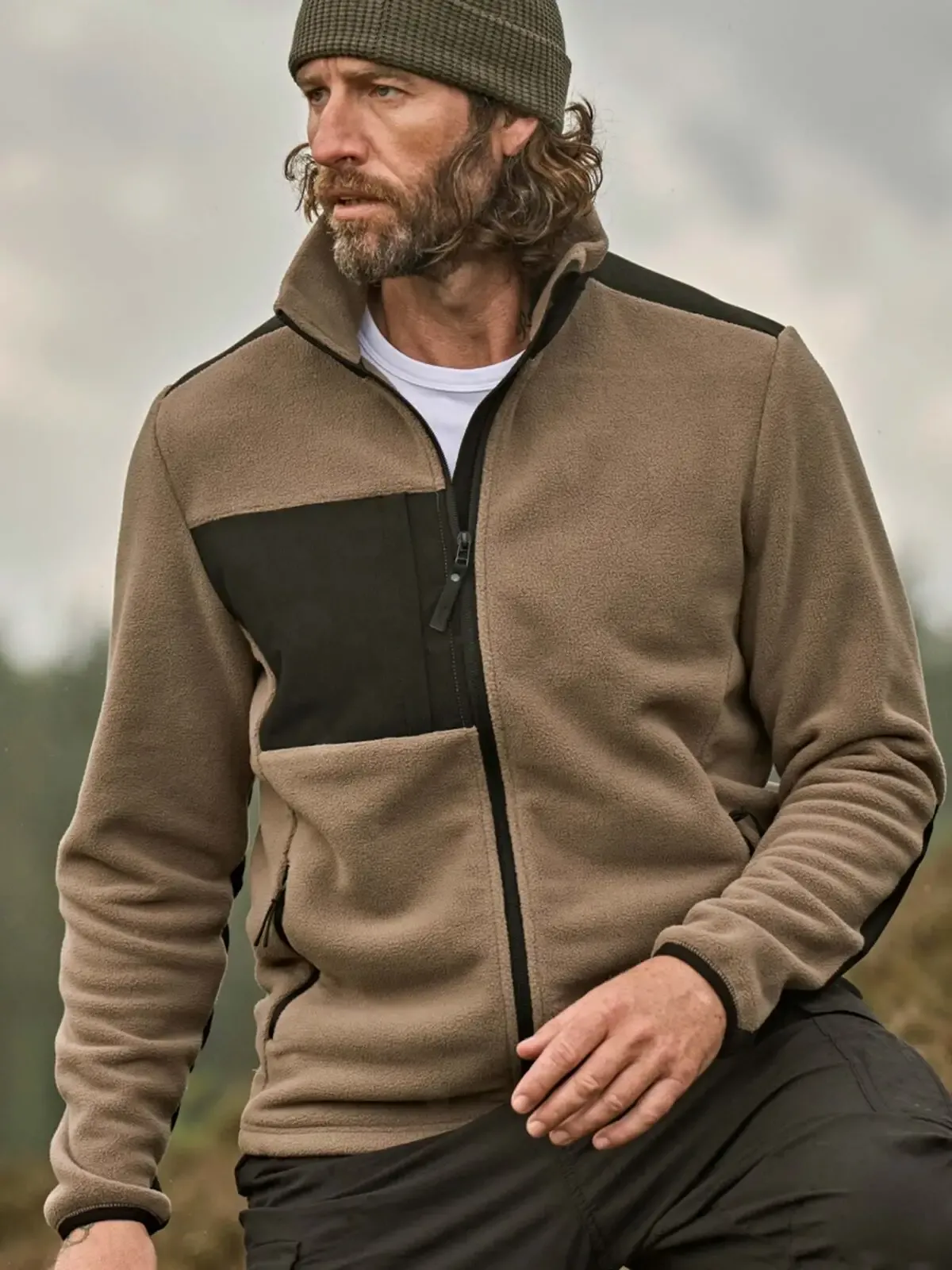 Giacca in pile con zip con rinforzi su spalle e gomiti - Tee Jays - TJ9120