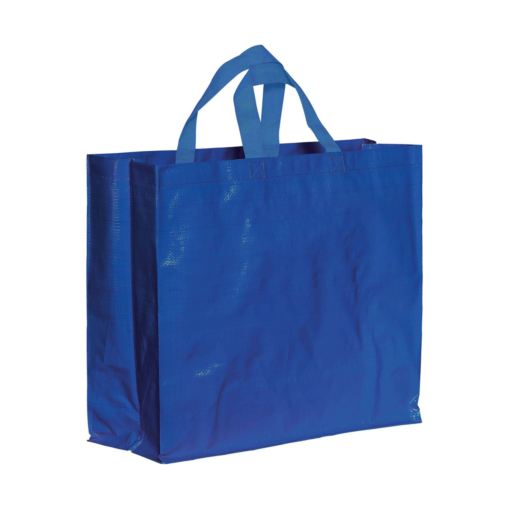 Shopper con soffietto in PP laminato 120 g/m2, manici corti a nastro - 12132