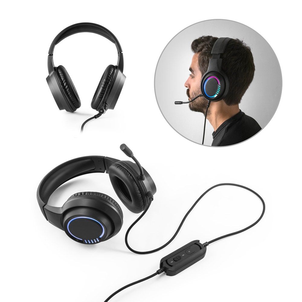 Thorne Headset RGB. Cuffie da gioco in ABS con cavo da 2 m, microfono e luci LED RGB - 97135