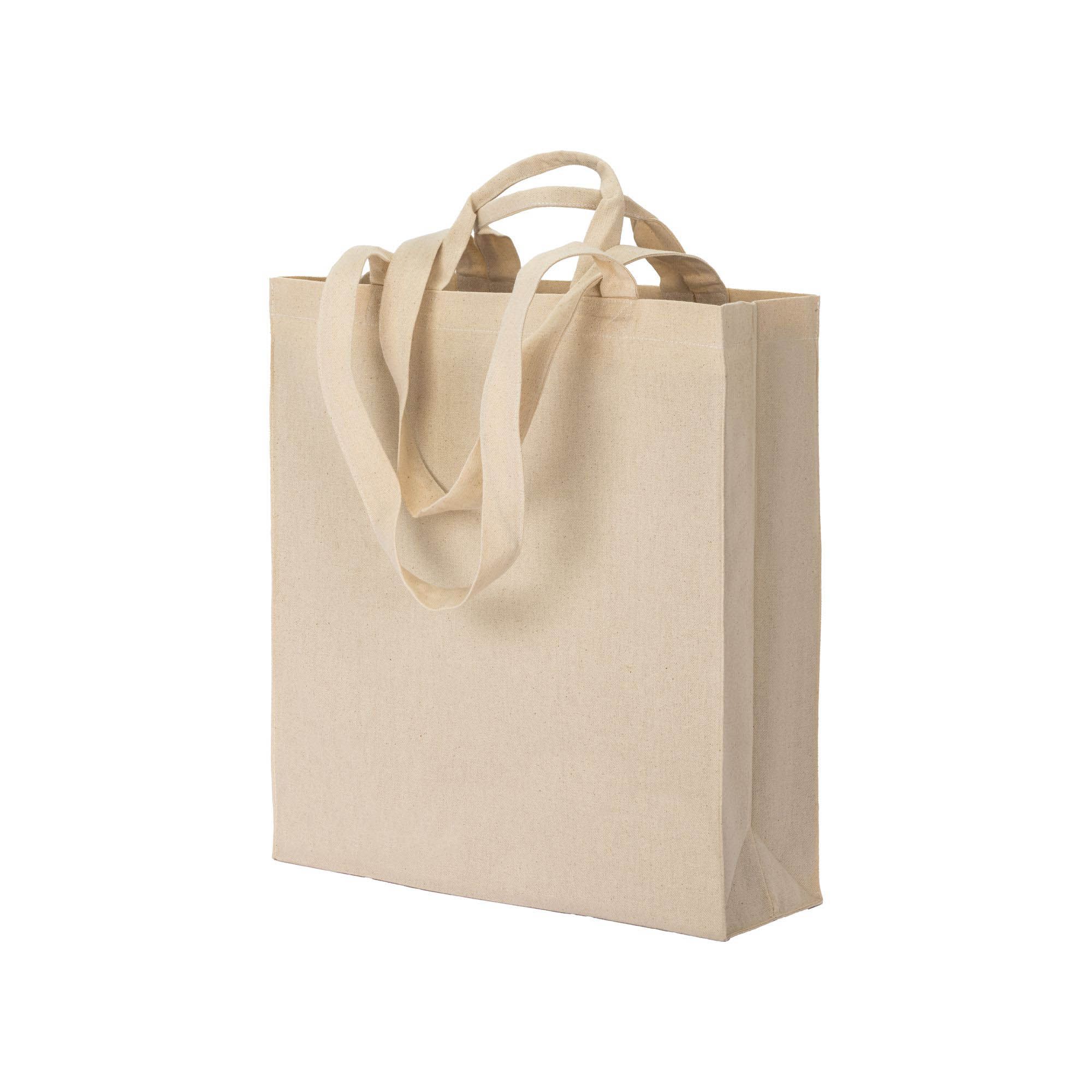 Shopper con soffietto in cotone  220 g/m2, con doppi manici - 24150