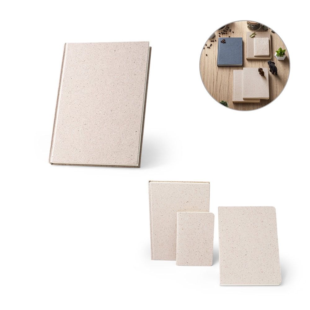 ORGANIC RIGID. Block notes A5 con copertina rigida fabbricata tramite la materia organica degli elefanti (80%) - 93294