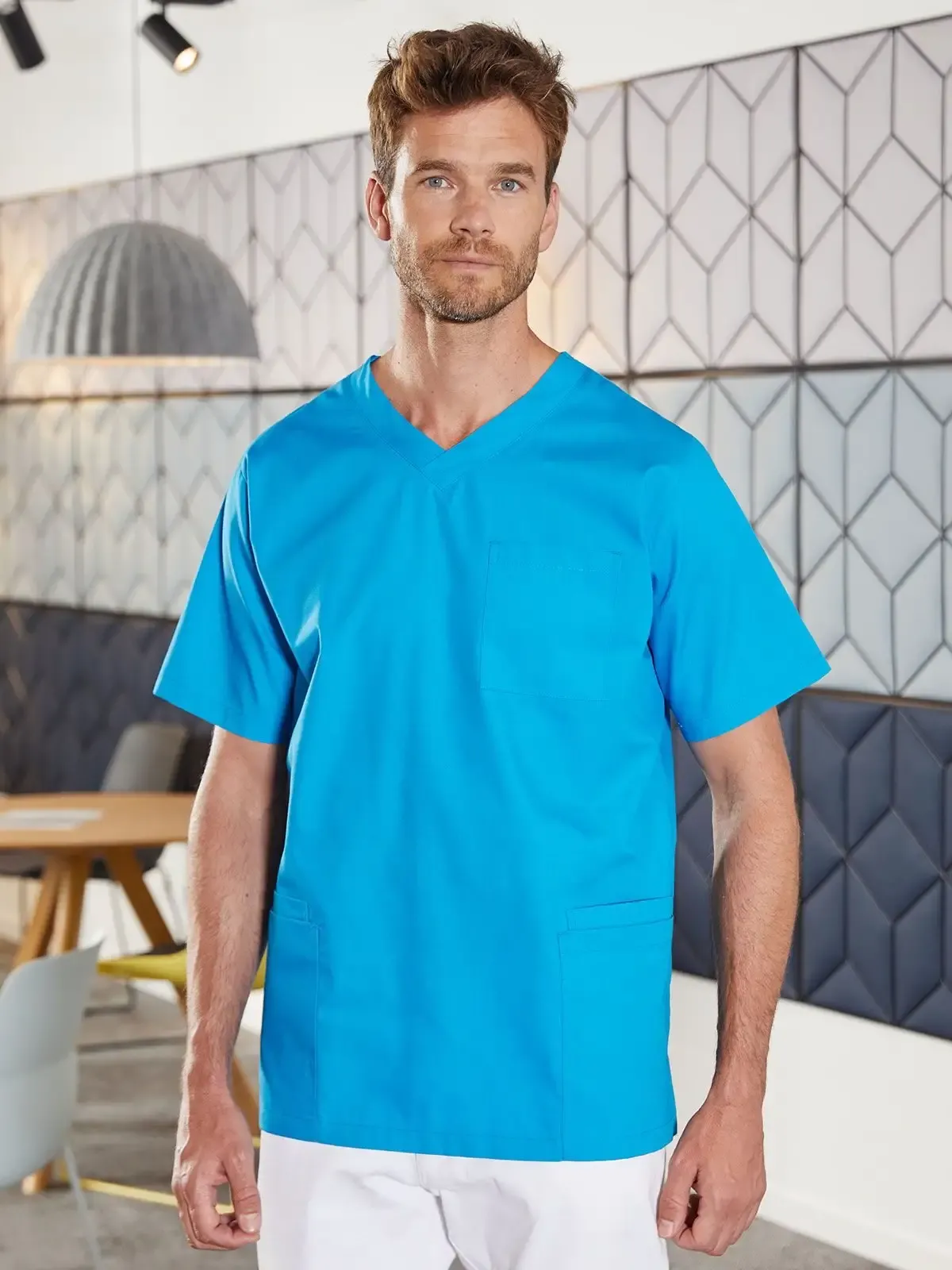 Camice medico da uomo con collo a v - James & Nicholson - JN3102