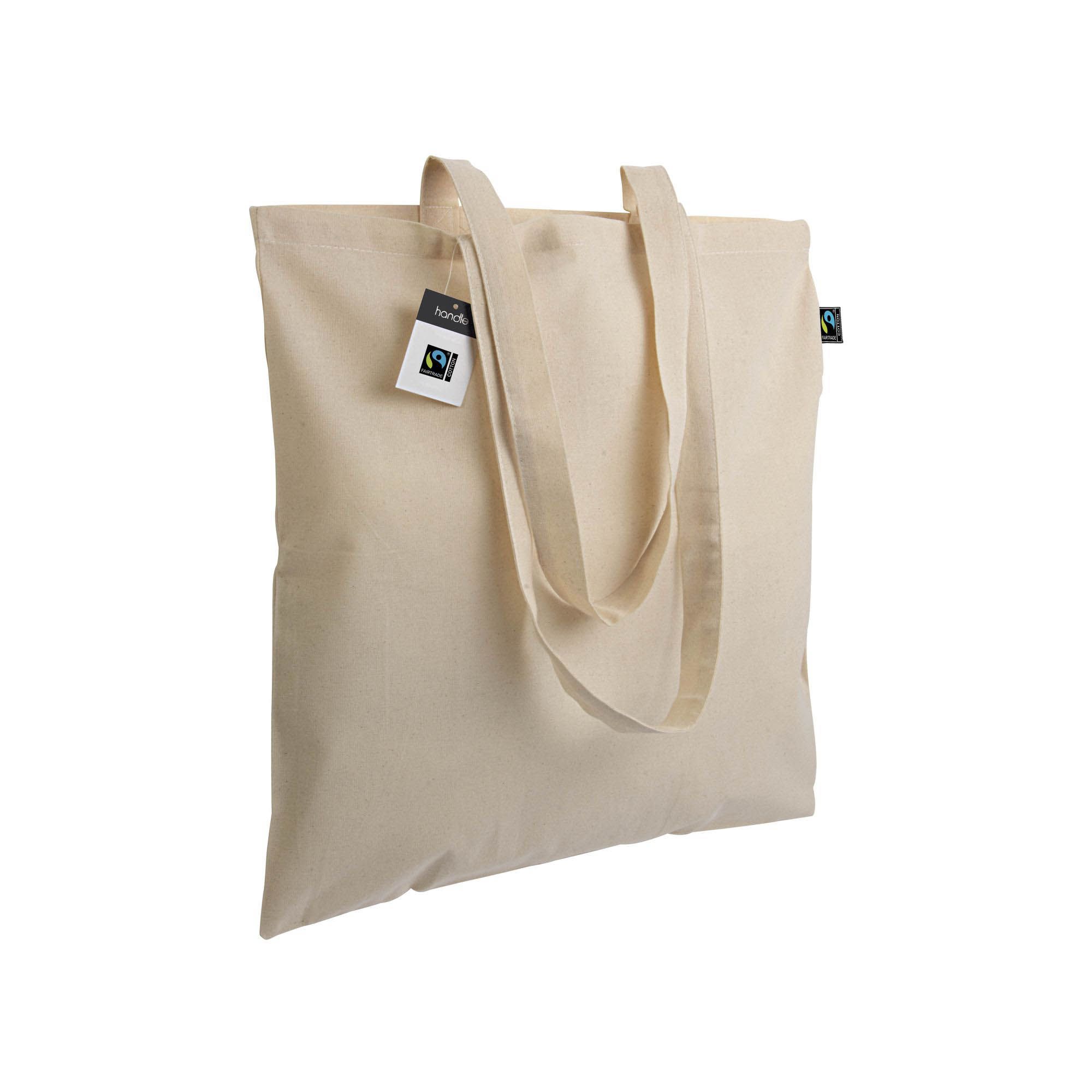 Shopper certificata Fairtrade® in cotone 140g/m2, manici lunghi - 22101