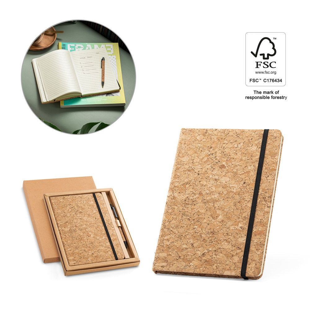 FREUD. Set block notes A5 e penna a sfera in sughero - 93578