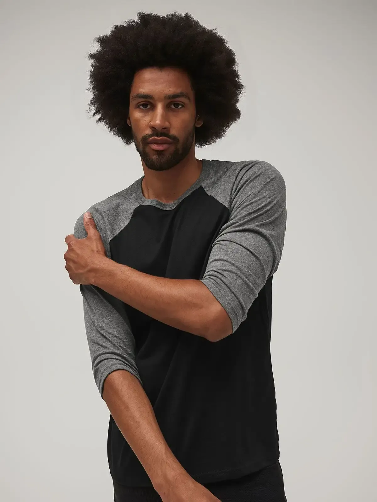 T-shirt unisex a manica 3/4 e girocollo di colore contrastante - Bella+Canvas - BE3200