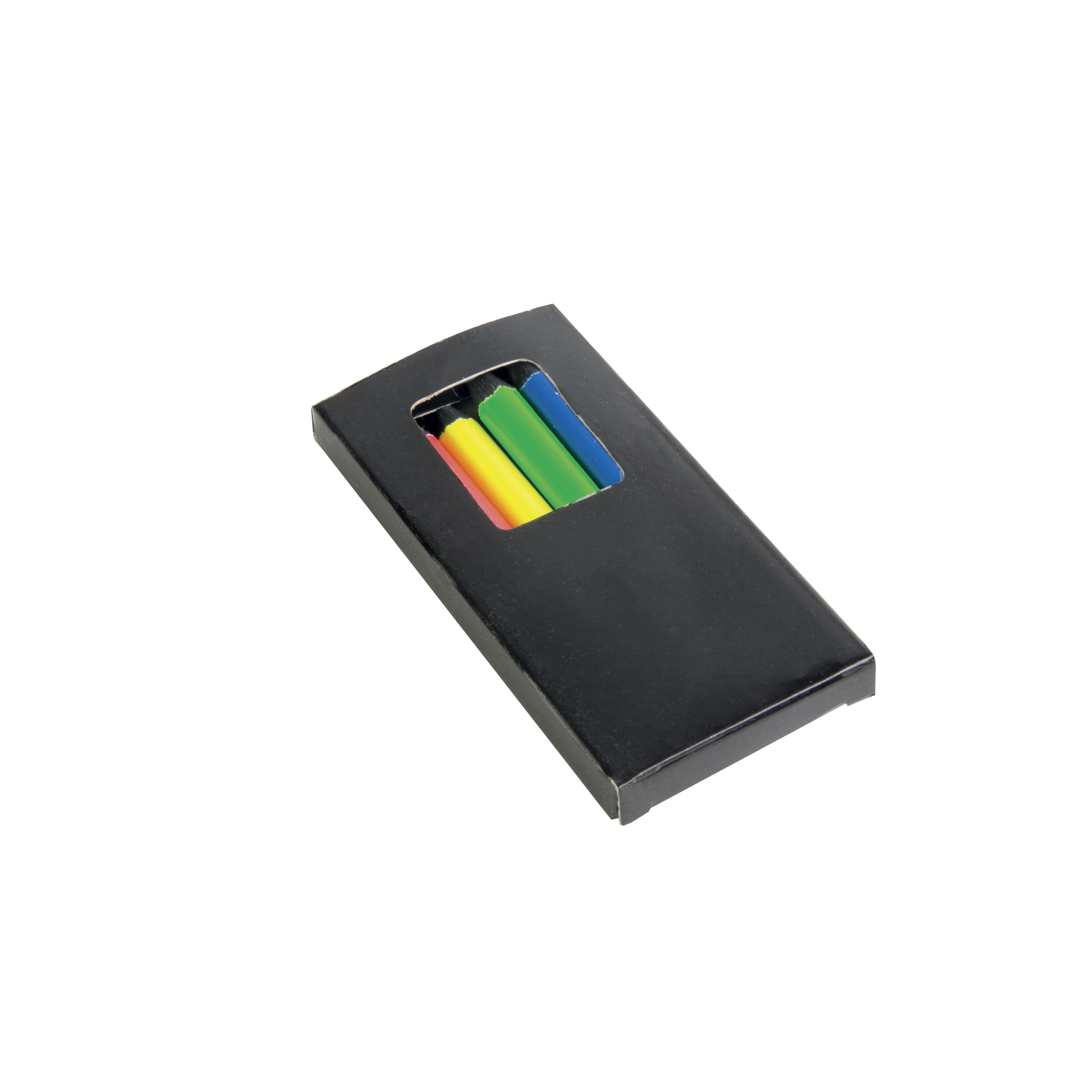 Set di 6 matite in legno colorate fluo a sezione cilindrica, in scatola di cartone - 20819