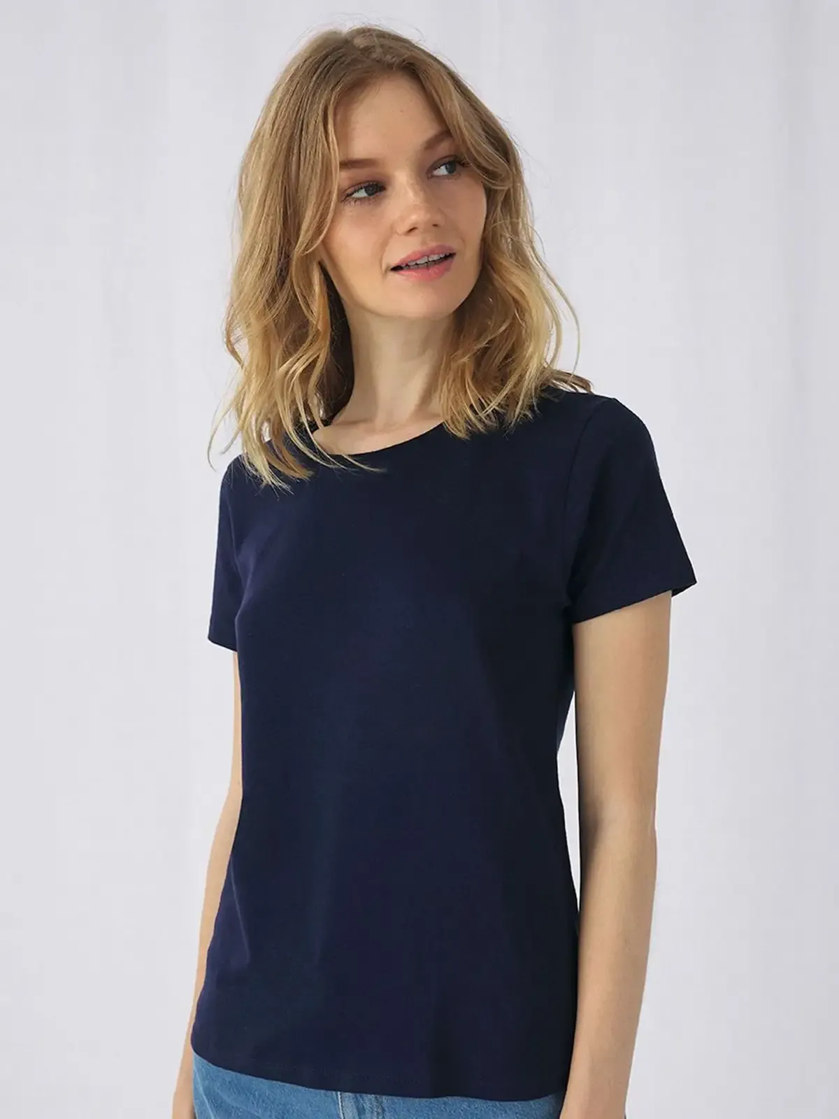 T shirt da donna con girocollo sottile a costine e manica corta - B&C - BCTW02T