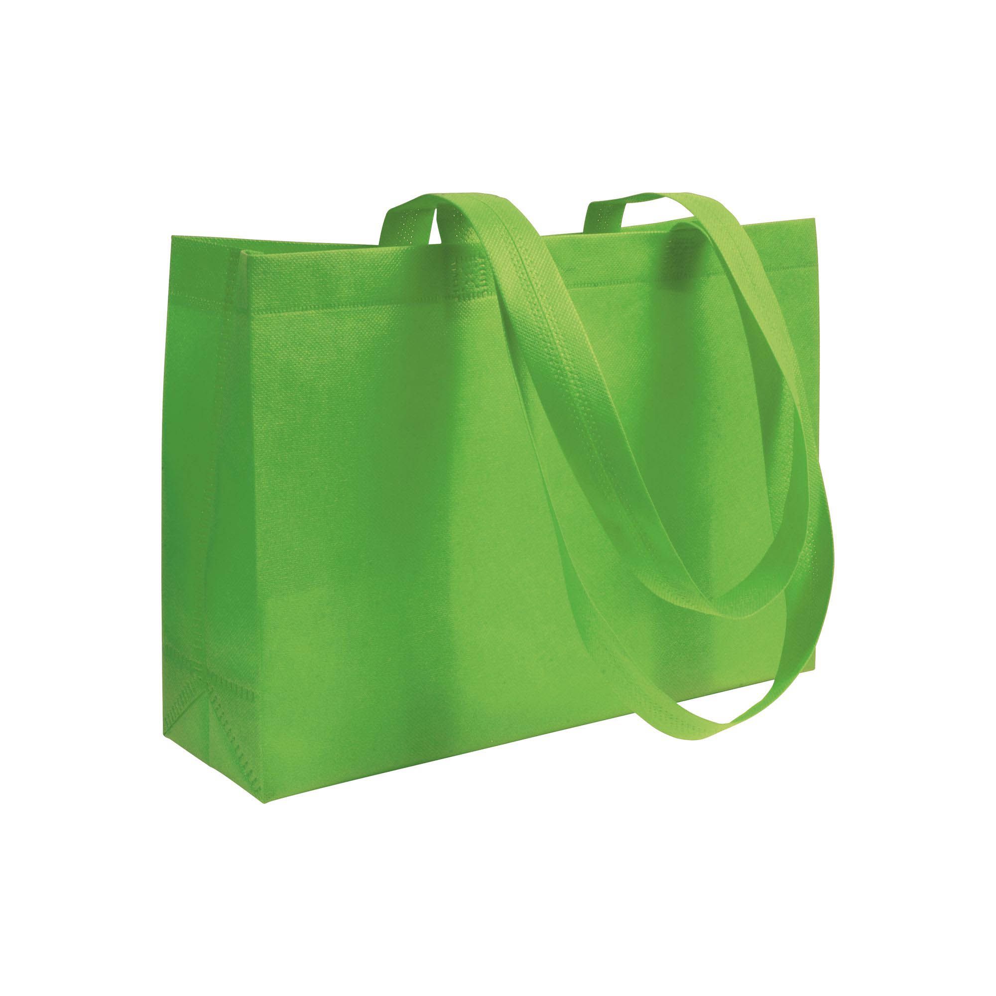 Shopper con soffietto alla base in TNT 70 g/m2 termosaldato, manici lunghi - 18111