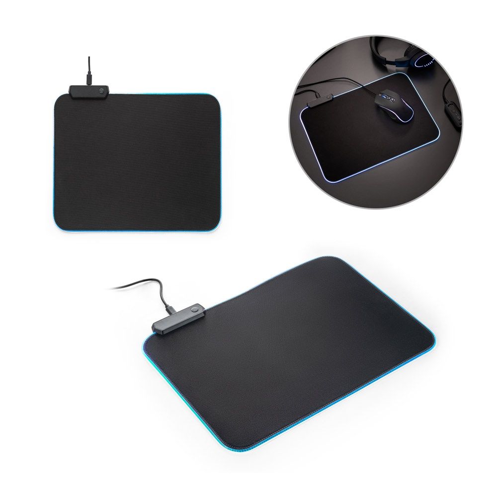 THORNE MOUSEPAD RGB. Tappetino per mouse da gioco con luci LED RGB in poliestere - 97134
