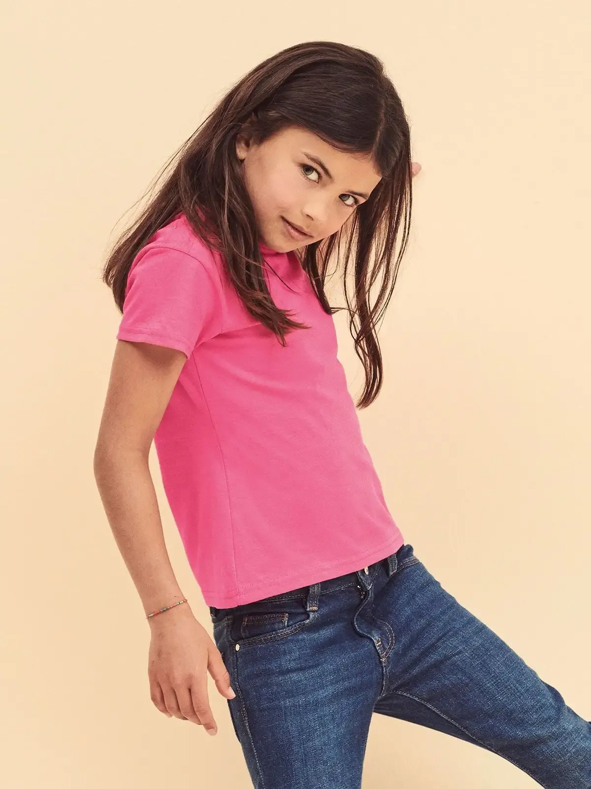 T shirt da bambina Valueweight a maniche corte e girocollo in lycra - Fruit Of The Loom - FR610050