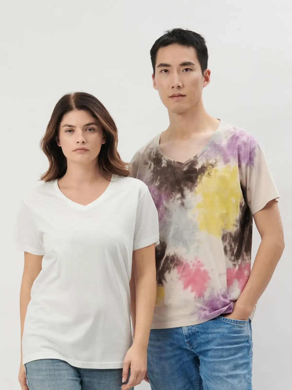 T-shirt genderless a manica corta e scollo a v con costine - Rock And Roll - RNR12