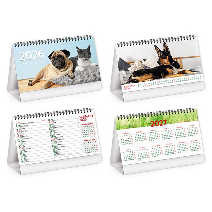 Calendario da tavolo illustrato Cani e gatti - PA403
