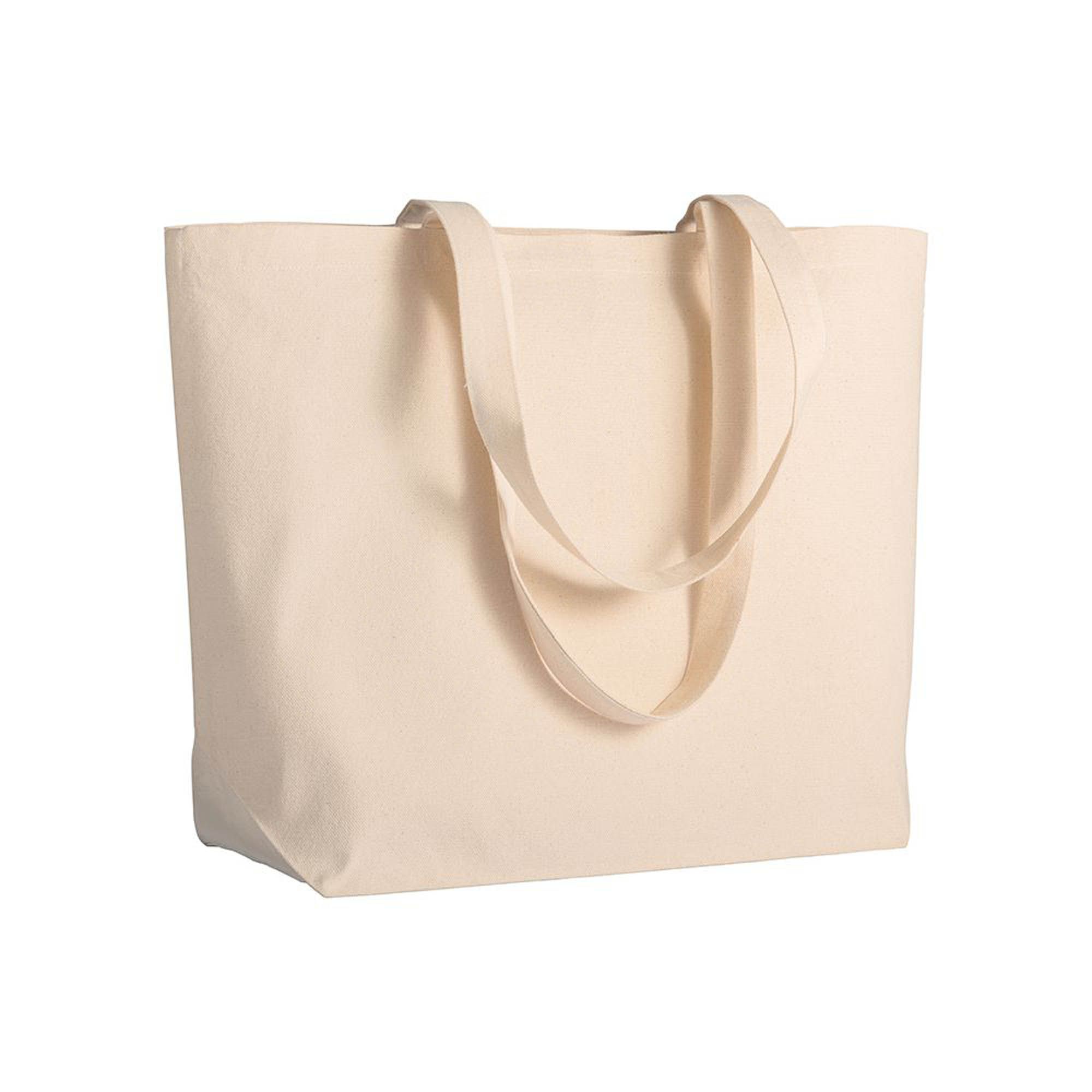 Shopper con soffietto alla base in cotone 280 g/m2, manici lunghi - 1711322